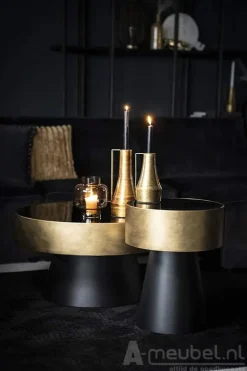 A-Meubel Bijzettafel Bunga 40cm - Goud/Zwart - 210038