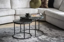 A-Meubel Bijzettafel Romeo Set van 2 45cm/60cm - Zwart - 201580