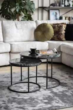 A-Meubel Bijzettafel Romeo Set van 2 45cm/60cm - Zwart - 201580