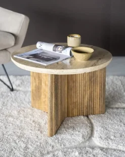 A-Meubel Bijzettafel Sara - 60cm - Beige/Bruin - 95899