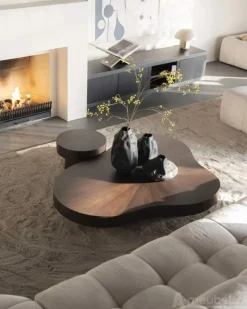 A-Meubel Bijzettafels Bobbie - 45cm - Zwart/Bruin - 95976