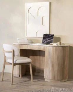 A-Meubel Eetkamerstoel Mikky Naturel hout - Beige Moon - 96174