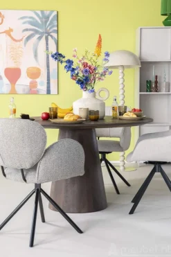 A-Meubel Eettafel Aron Rond - 130cm - Bruin - 95656