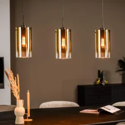A-Meubel Hanglamp 3 lichts Goud