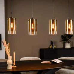 A-Meubel Hanglamp 4 lichts Goud