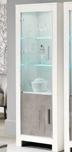 A-Meubel Kolomkast Glas Marknesse Wit/Marmer