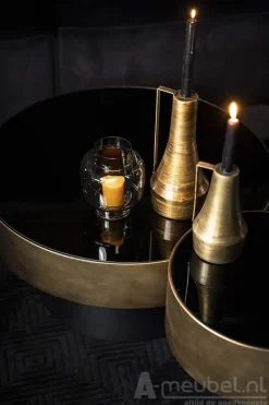 A-Meubel Salontafel Bunga 75cm - Goud/Zwart - 210039