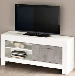 A-Meubel TV meubel Klein Marknesse Wit/Marmer